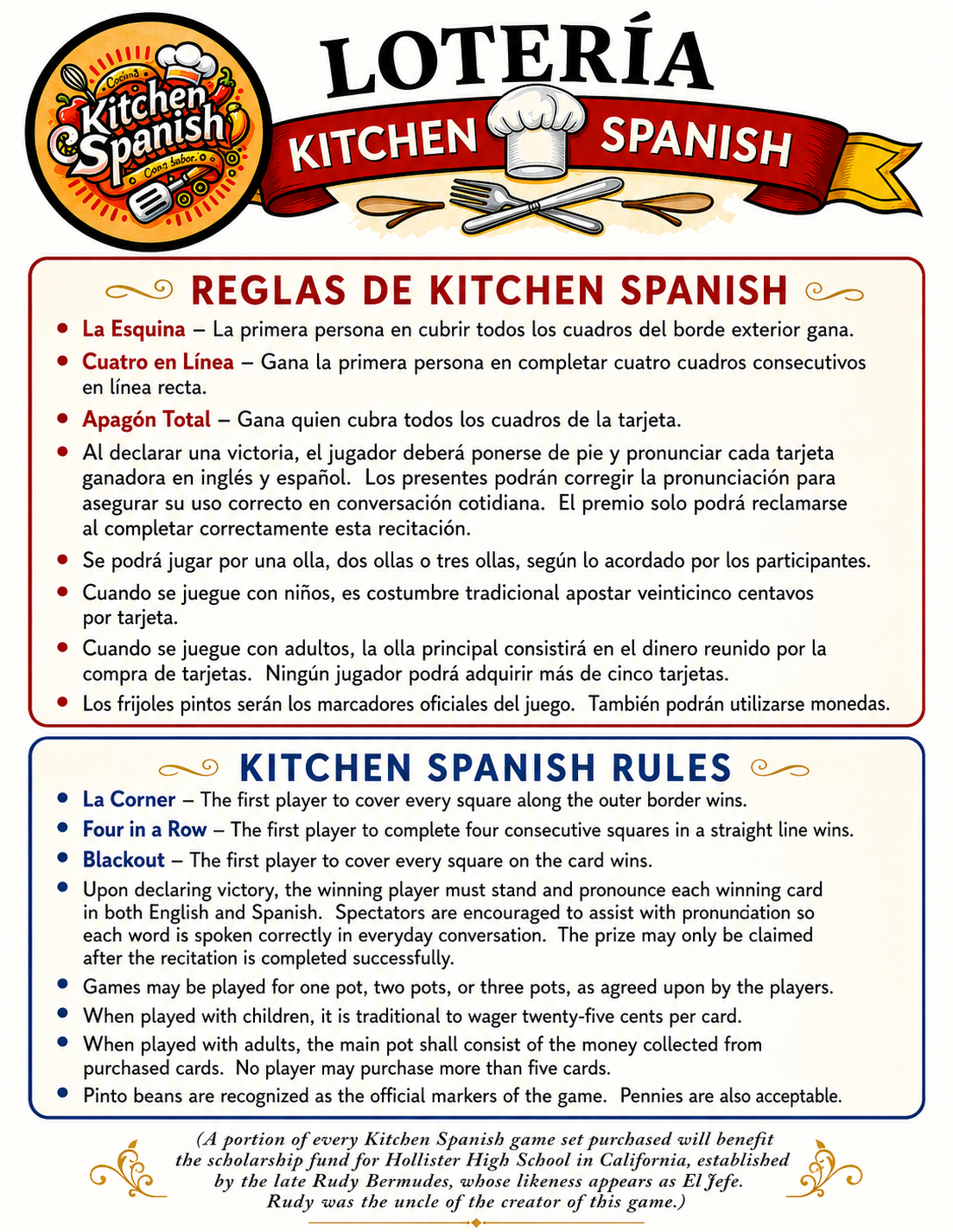 Kitchen Spanish Rules